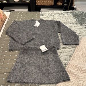 Gray Mohair Blend Sweater Set